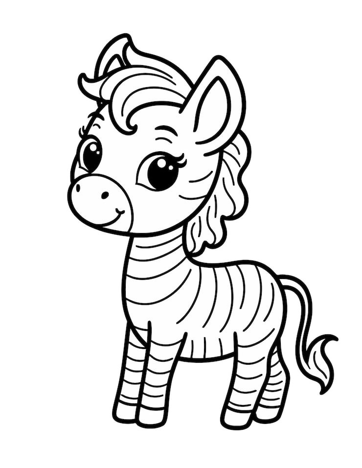 Cartoon Drawing Zebra With Black Outline Giraffe 1166600 939