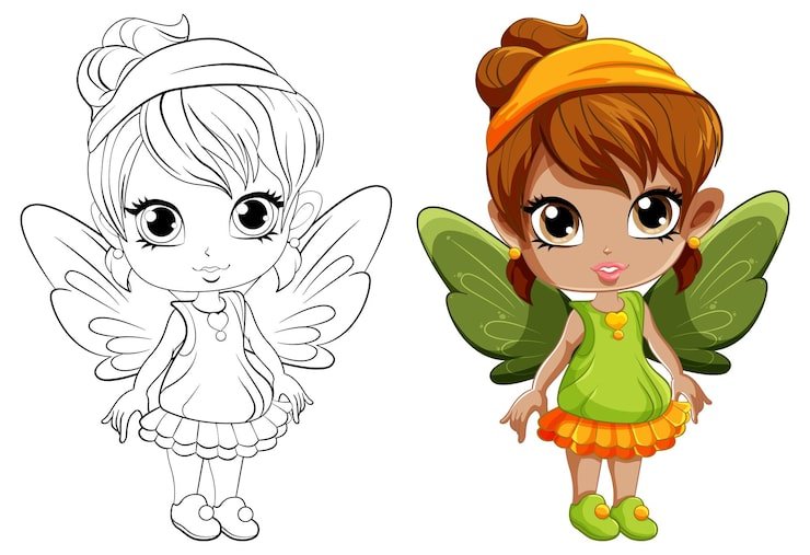Cartoon Fairy With Wings Its Doodle Coloring Character 1308 146120