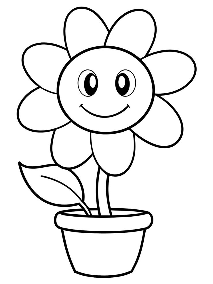 Cartoon Flower Black White Drawing White Background Coloring Picture 1043168 15951