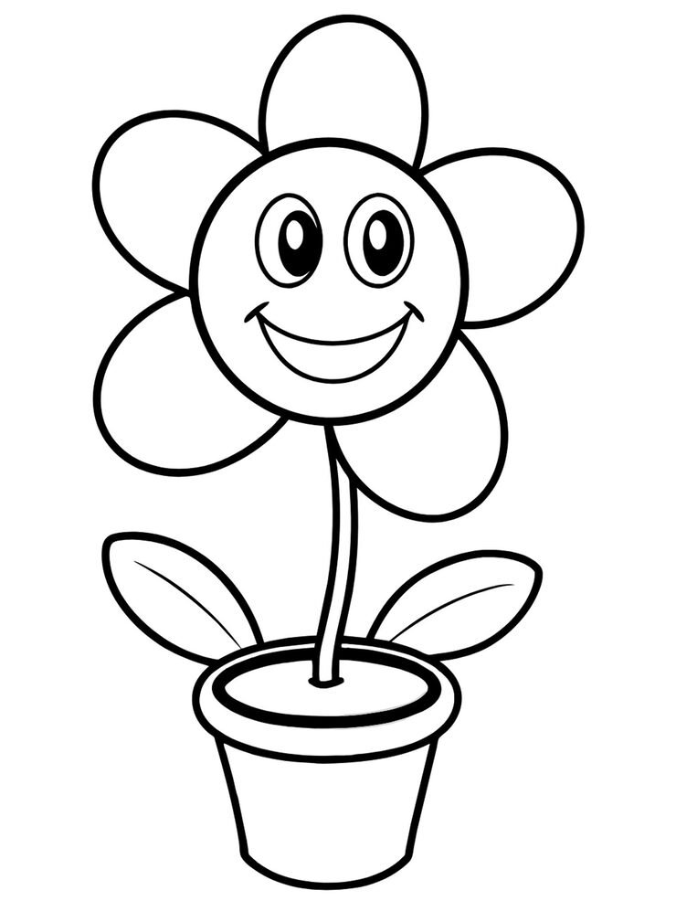 Cartoon Flower Black White Drawing White Background Coloring Picture 1043168 15984