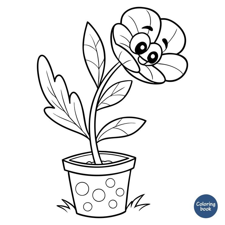Cartoon Flower Pot Coloring 849674 2454