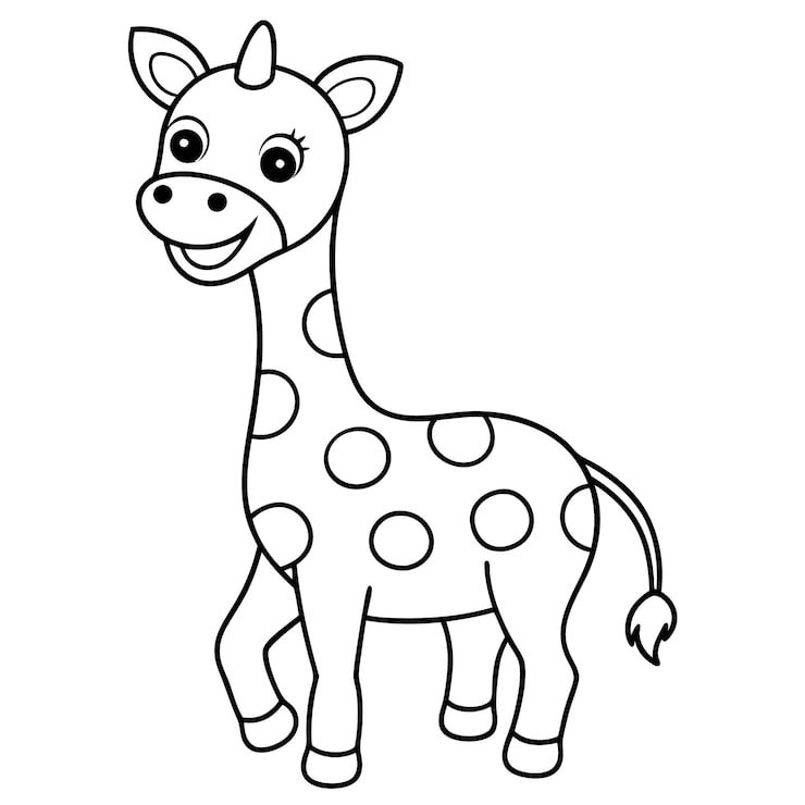 Cartoon Giraffe With Black White Face Black White Background 790714 2242