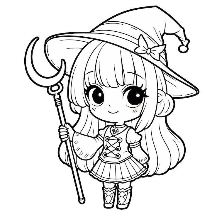 Cartoon Girl With Broom Hat Her Head 1166600 866