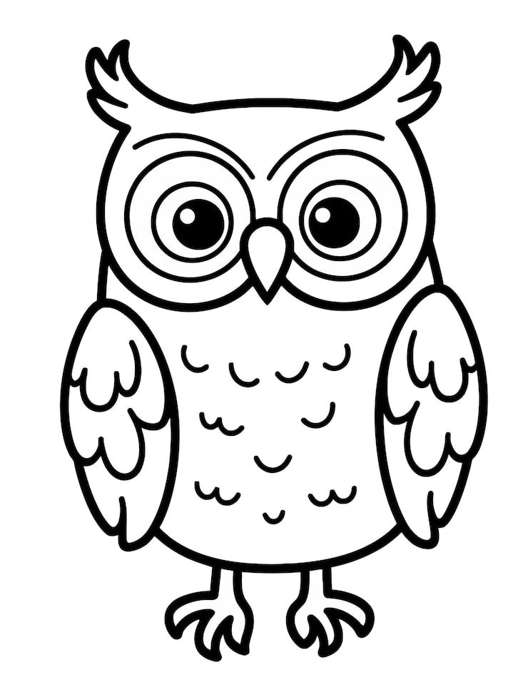 Cartoon Owl With Big Eyes Black Outline 1166600 821
