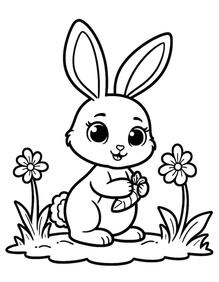 Cartoon Rabbit With Flower Its Mouth 1166600 829