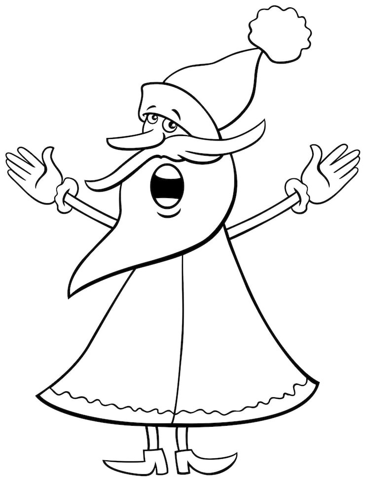 Cartoon Santa Claus Singing Carol Coloring Page 11460 20058