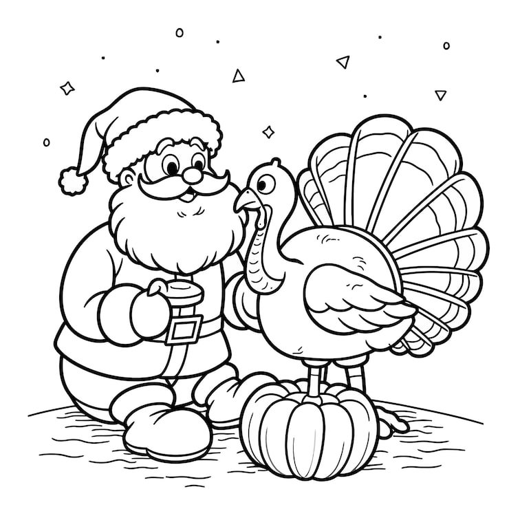 Cartoon Santa Turkey With Turkey Right 1166600 996
