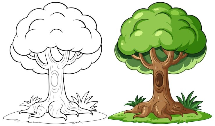 Cartoon Tree Illustration Outline Drawing 1308 179718