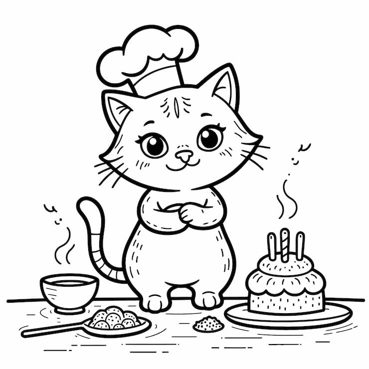 Cat With Chef Hat His Head Cake 1166600 1206