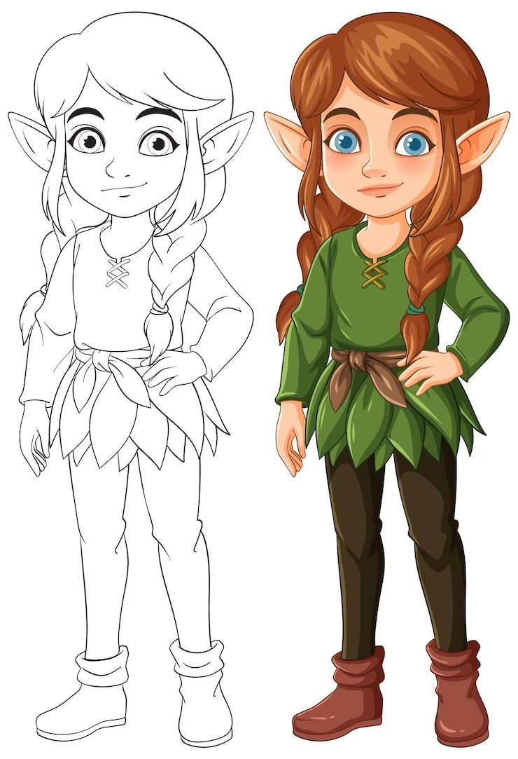 Charming Forest Elf Character Illustration 1308 181717
