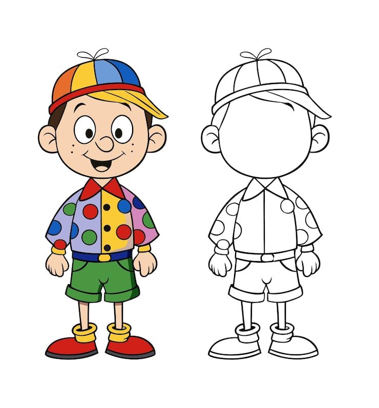 Cheerful Cartoon Boy Colorful Clothes 1283348 110185