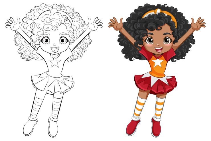 Cheerful Cartoon Girl Illustration 1308 166130
