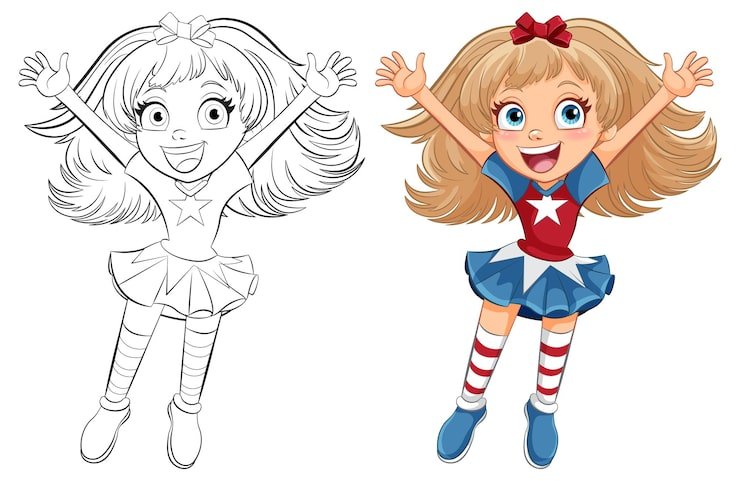 Cheerful Cartoon Girl Jumping 1308 165549