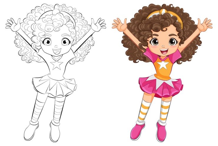 Cheerful Girl Cartoon Character Illustration 1308 164773