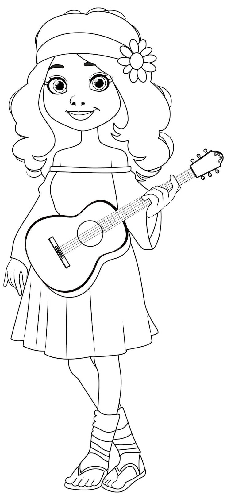 Cheerful Girl Playing Guitar Illustration 1308 163177