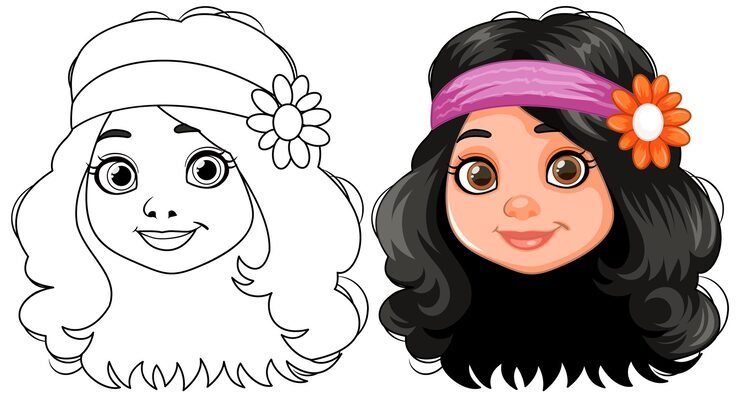 Cheerful Girl With Flower Headband Illustration 1308 163246