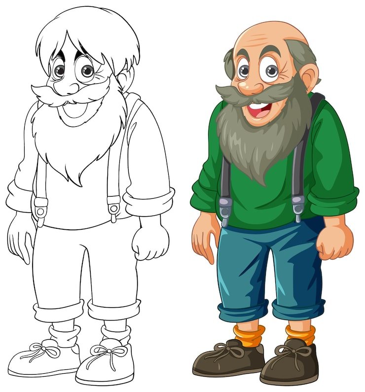 Cheerful Old Man His Sketch 1308 163673