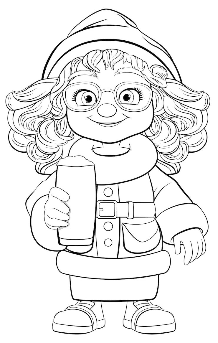 Cheerful Woman Winter Glasses Holding Pint 1308 154186