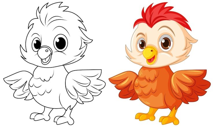 Chick Doodle Coloring Page Children 1308 140750
