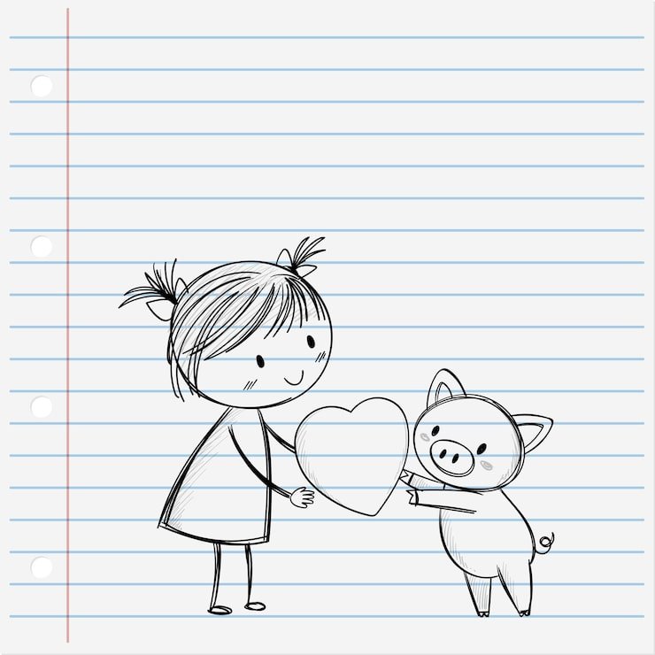 Child Pig Sharing Heart 1308 178339