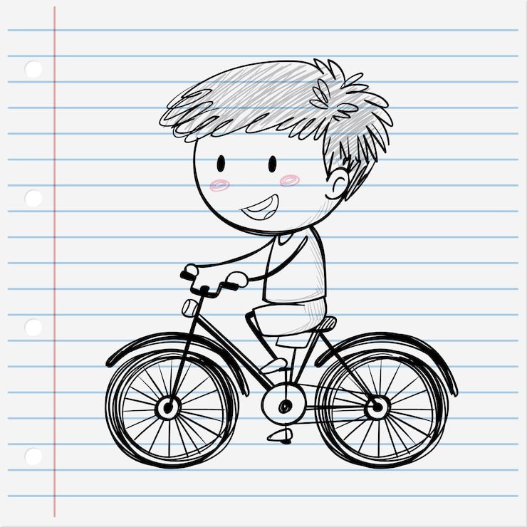 Child Riding Bicycle Sketch Illustration 1308 178523