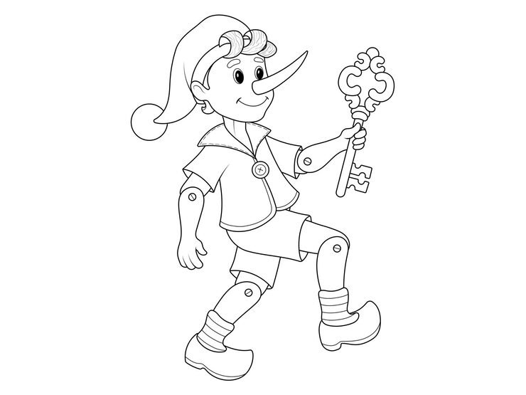 Children Coloring Character Fairy Tales Pinocchio With Key 705966 1894