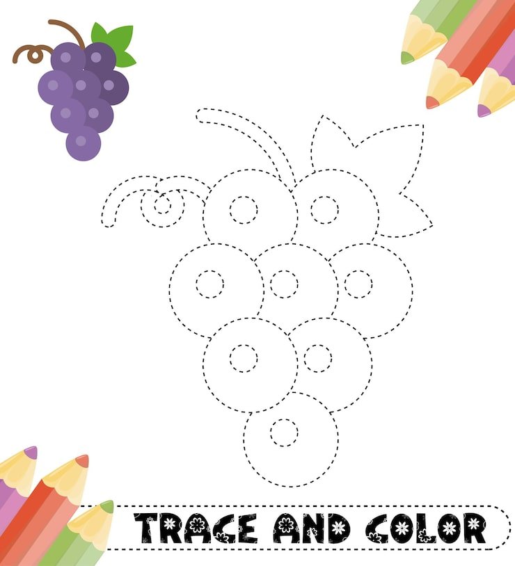 Childrens Trace Color From Fruits 634022 325