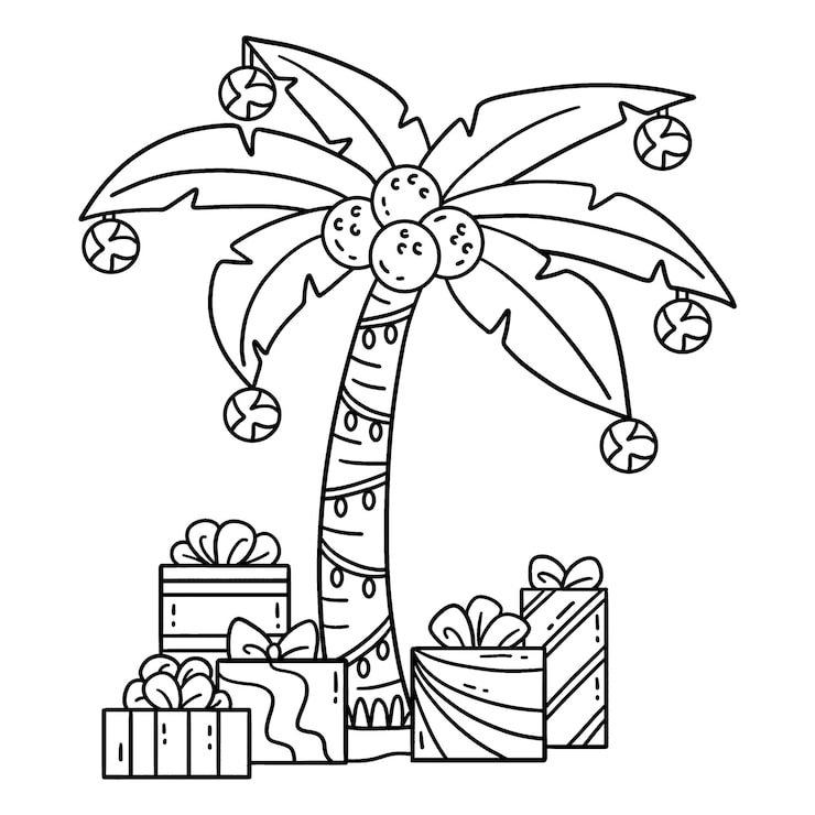 Christmas July Coconut Tree Isolated Coloring 576561 14361