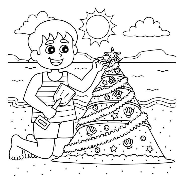 Christmas July Kid Sand Christmas Tree Coloring 576561 16223