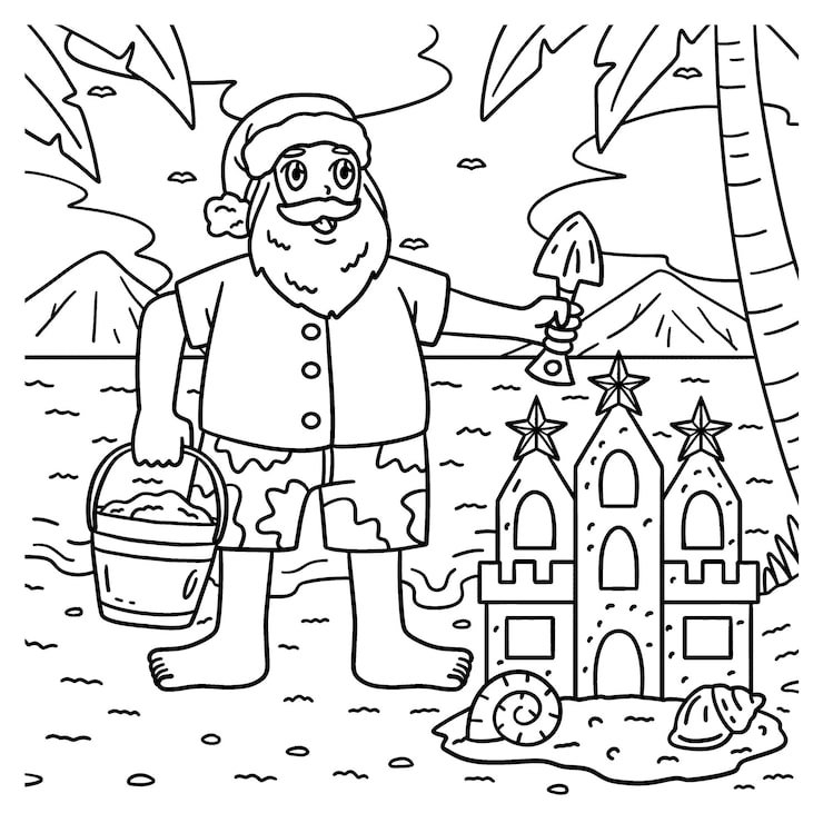 Christmas July Santa Sand Castle Isolated 576561 14338
