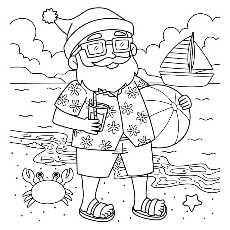 Christmas July Santa Summer Outfit Coloring 576561 16214