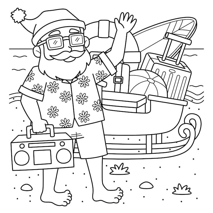 Christmas July Santa With Sleigh Coloring 576561 16160