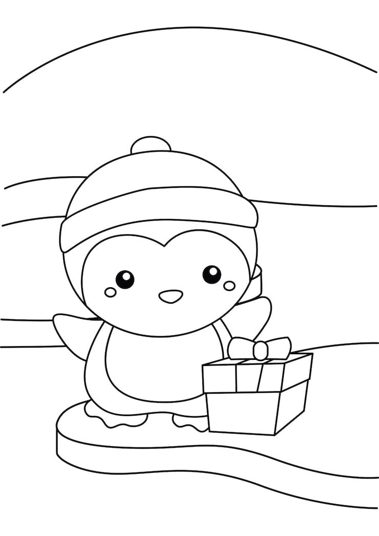 Christmas Penguin Animal Winter Holiday Cartoon Coloring Activity Kids Adult 616819 3627