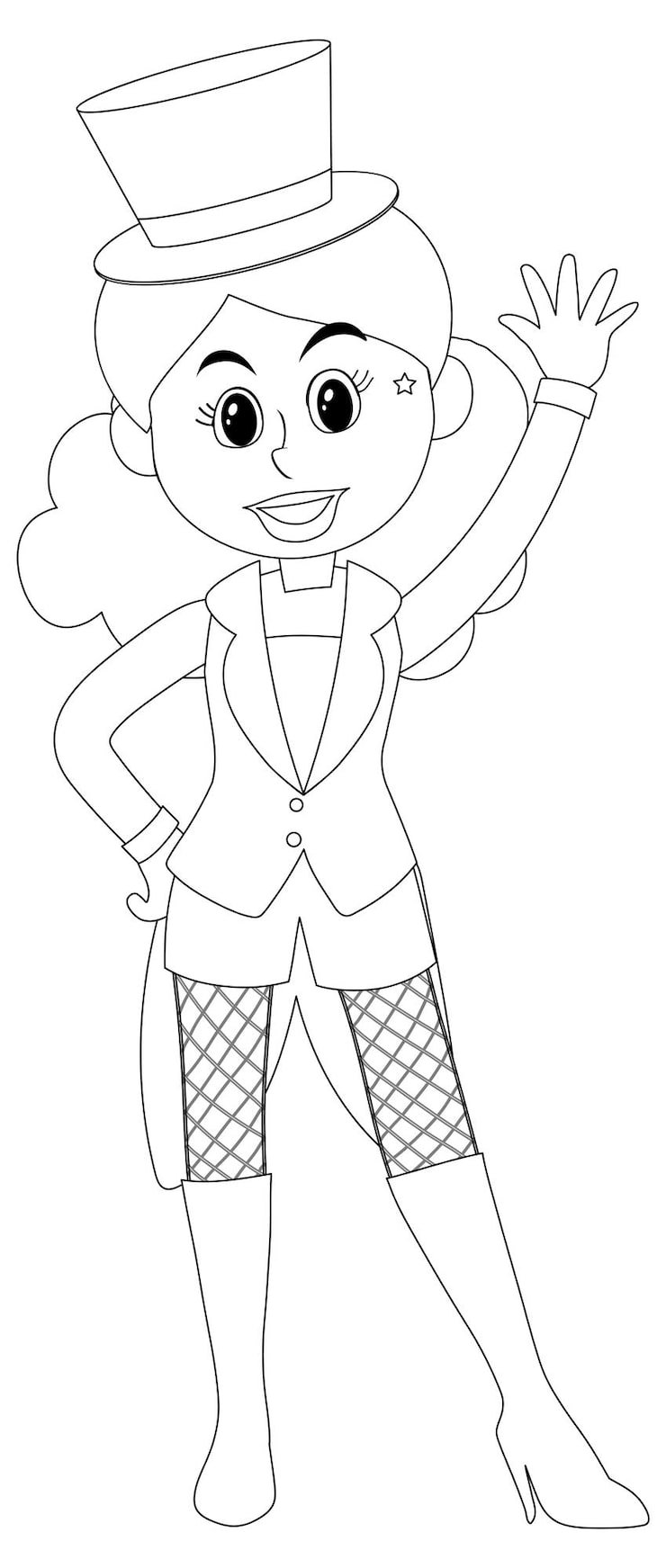 Circus Woman Black White Doodle Character 1639 36868
