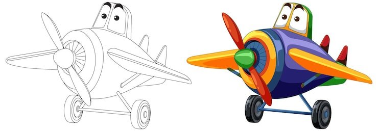 Colorful Cartoon Airplane Before After 1308 168391