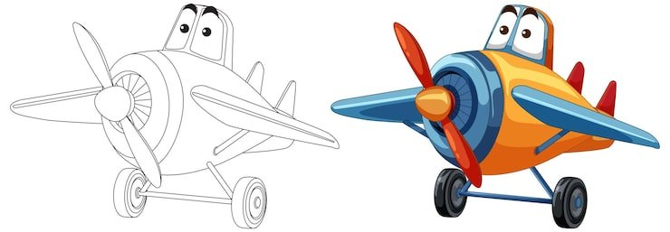 Colorful Cartoon Airplane Illustration 1308 165568