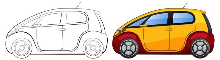 Colorful Compact Car Vector Illustration 1308 165608