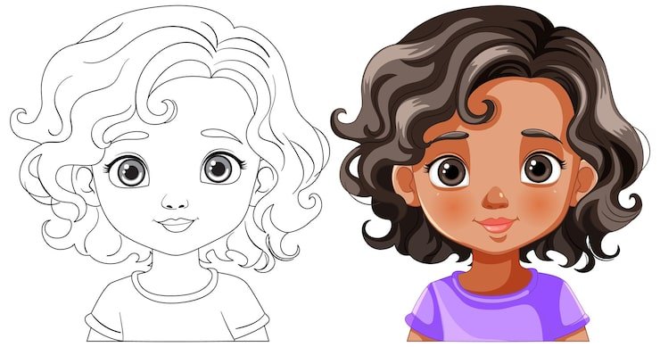 Colorful Monochrome Girl Illustrations 1308 165243