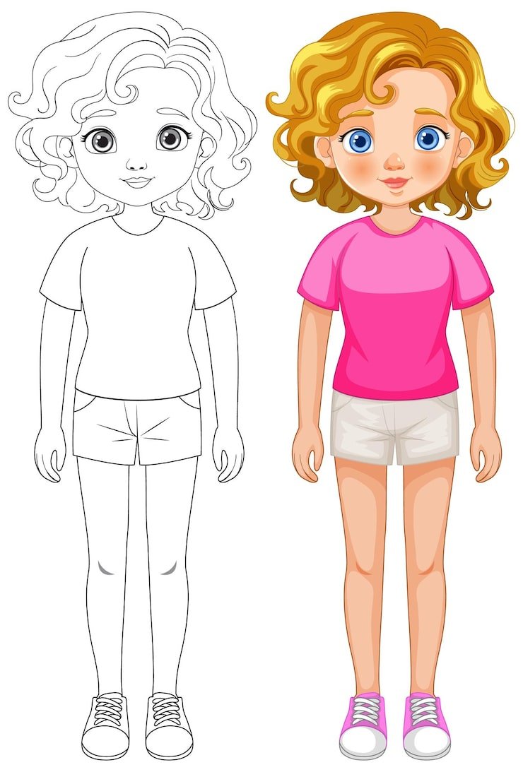 Colorful Vector Illustration Young Girl 1308 166084