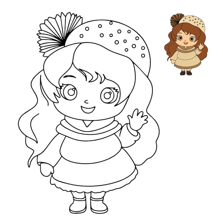 Coloring Book Children Cartoon Character Cute Girl Beauty Doll 112545 3507