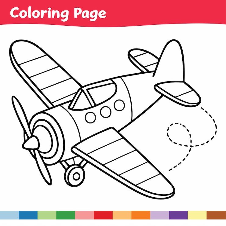 Coloring Book Kids Plane Vector 849674 1360