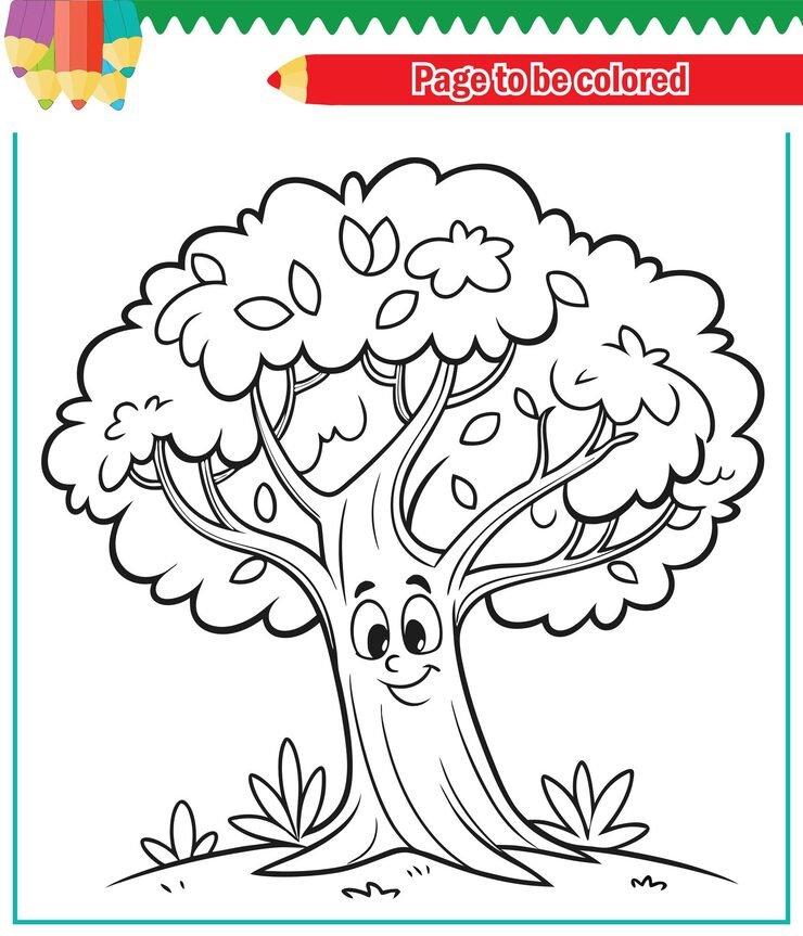 Coloring Book Kids Tree Vactor 849674 1849
