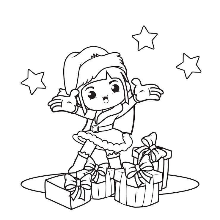 Coloring Book With Cute Girl Christmas Caracther 293286 12