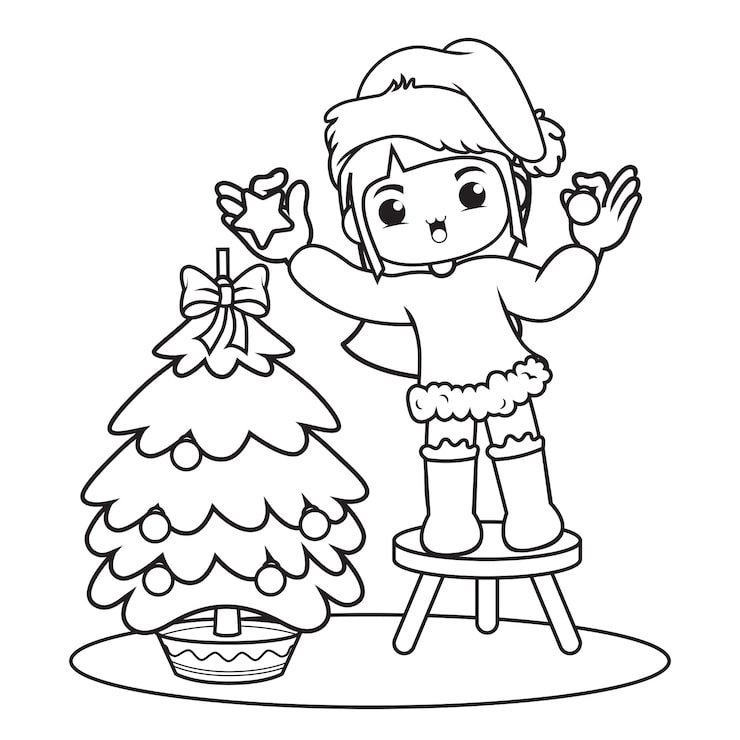 Coloring Book With Cute Girl Christmas Caracther 293286 34