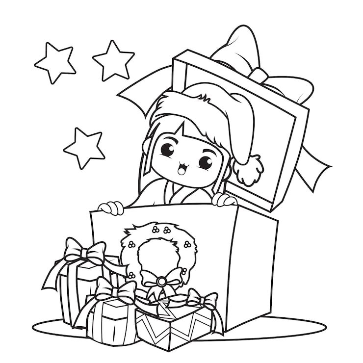 Coloring Book With Cute Girl Christmas Caracther 293286 38