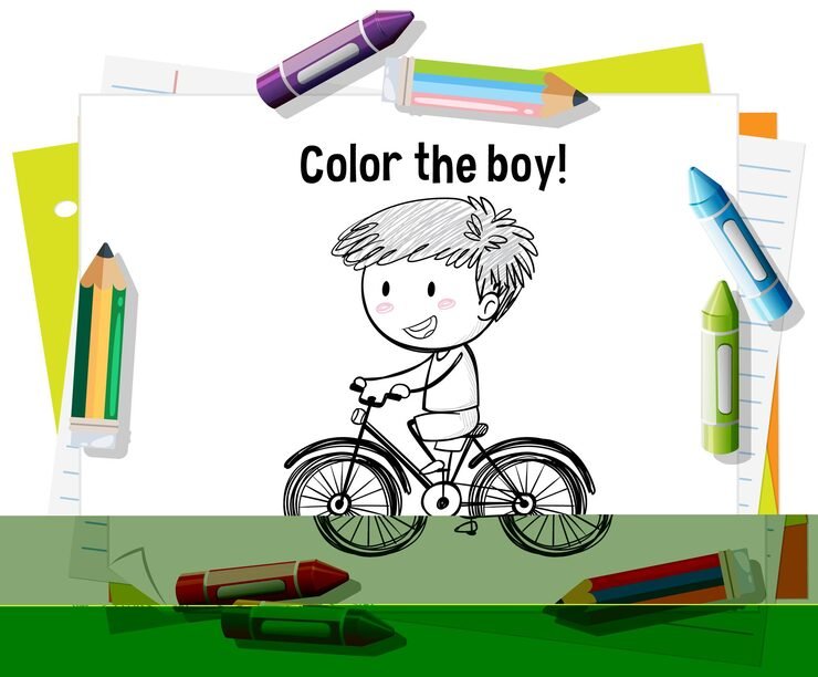 Coloring Fun With Boy Bicycle 1308 178723