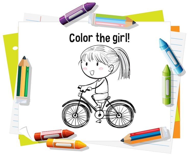 Coloring Fun With Girl Bicycle 1308 179012