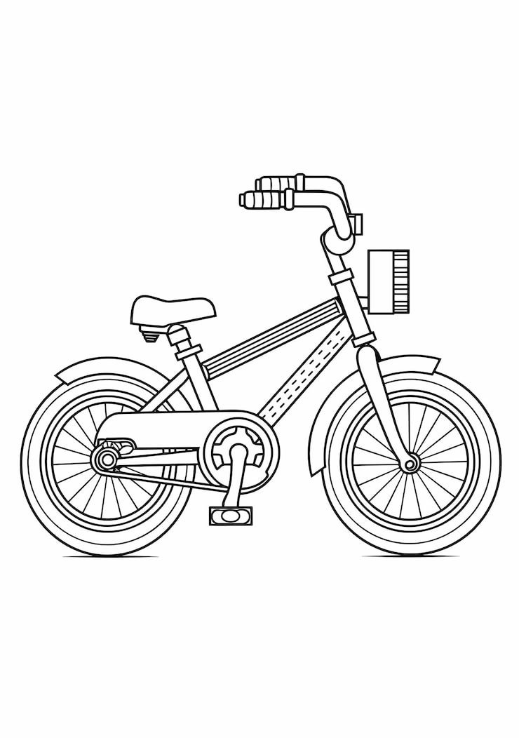 Coloring Page Bike Bicycle Transport Hand Drawn Black White 884500 7255
