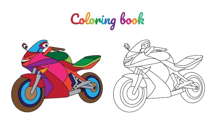 Coloring Page Children With Cartoon Motorbike Character 738514 40