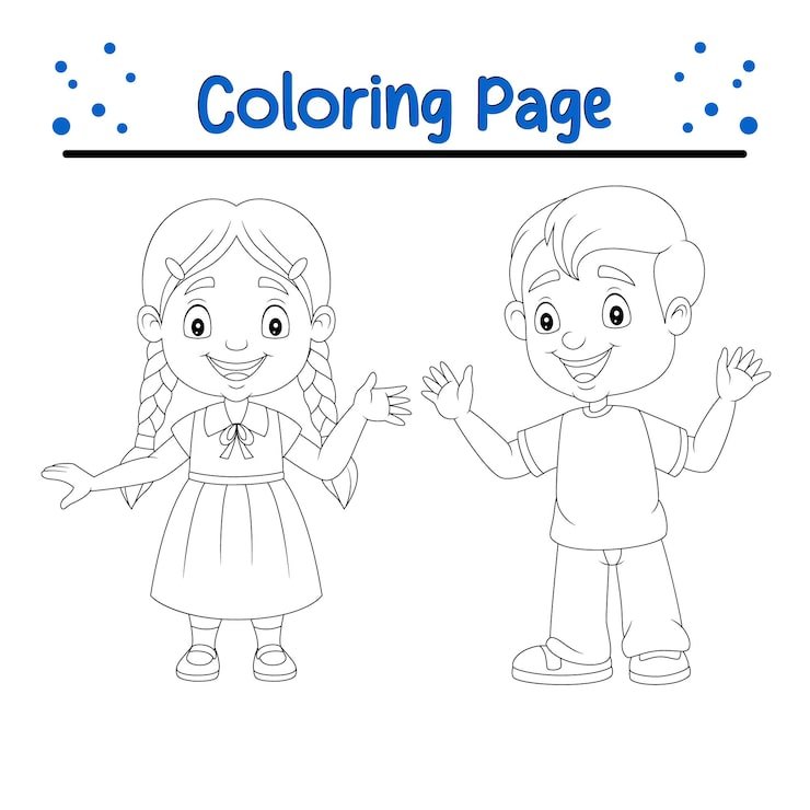 Coloring Page Happy Boy Girl 920056 1105